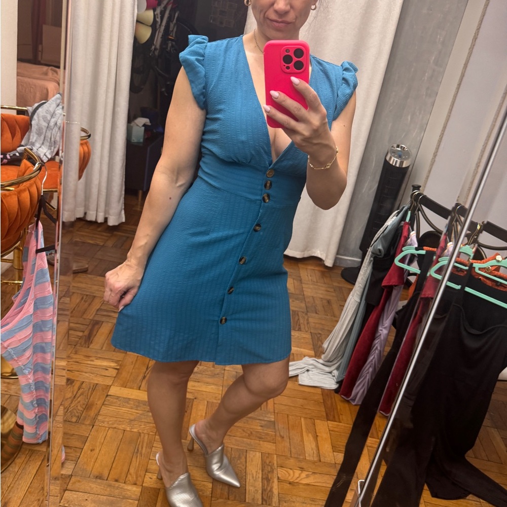 Blue Button-Down Dress